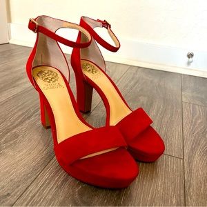 Vince Camuto sexy red suede strap heels Never Worn 7.5